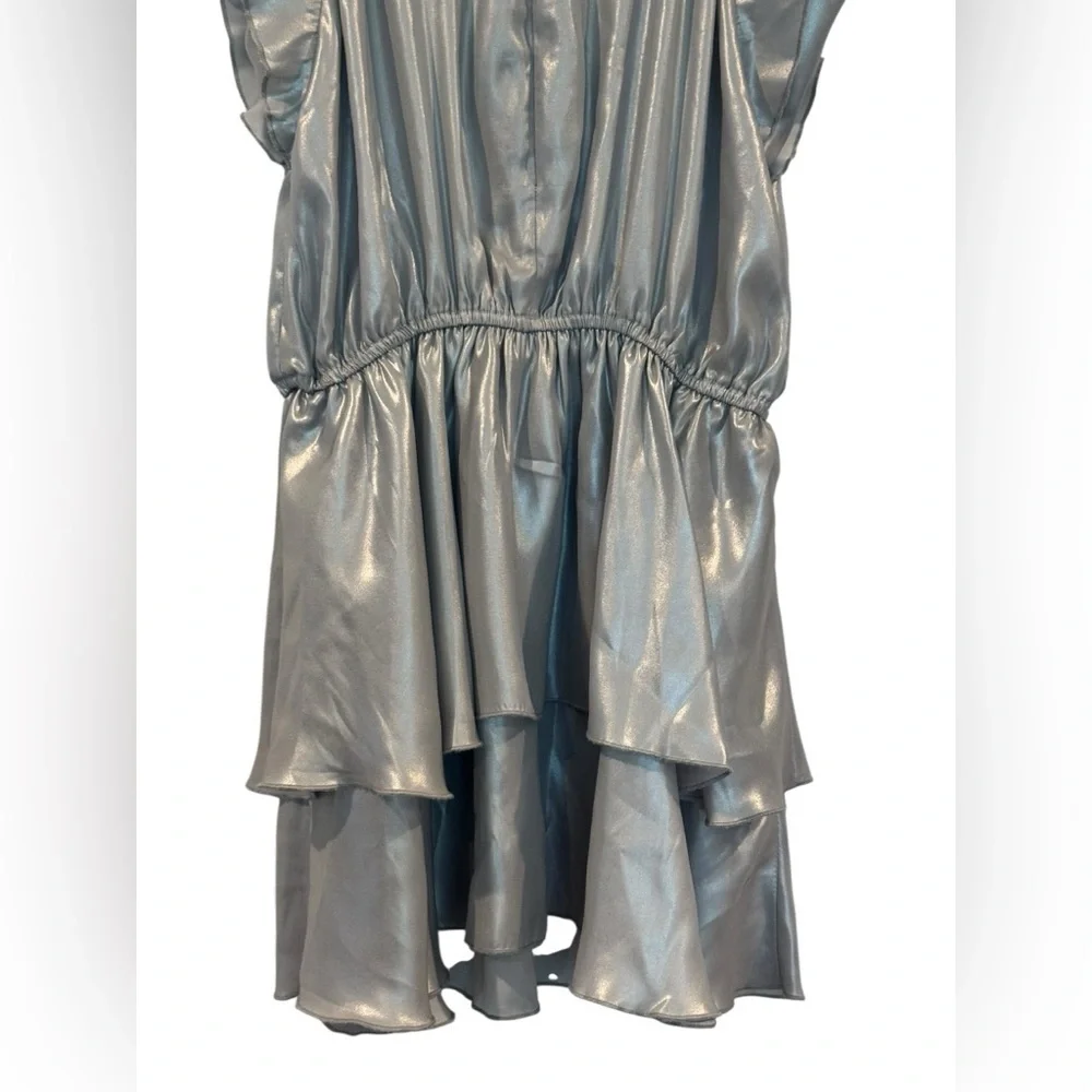 Girl’s Zadig & Voltaire Freja Silver Metallic Ruffled Dress: Size 10 - Picture 6 of 12